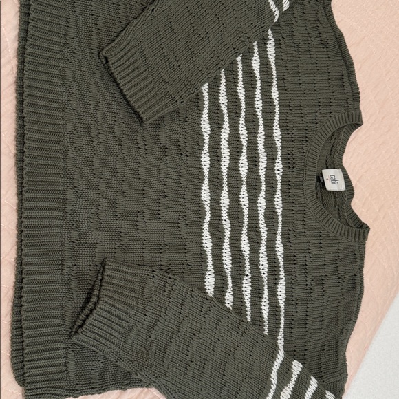 CAbi Olive and White Striped Sweater - Picture 2 of 2